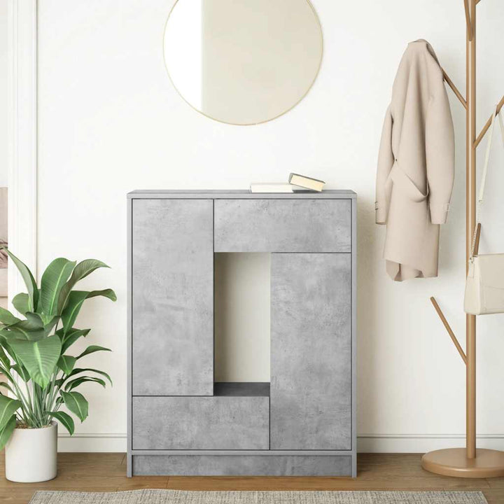 skænk med skuffer og låger 73x31x90 cm betongrå