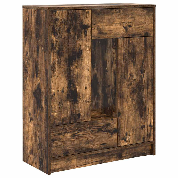 skænk med skuffer og låger 73x31x90 cm røget egetræ