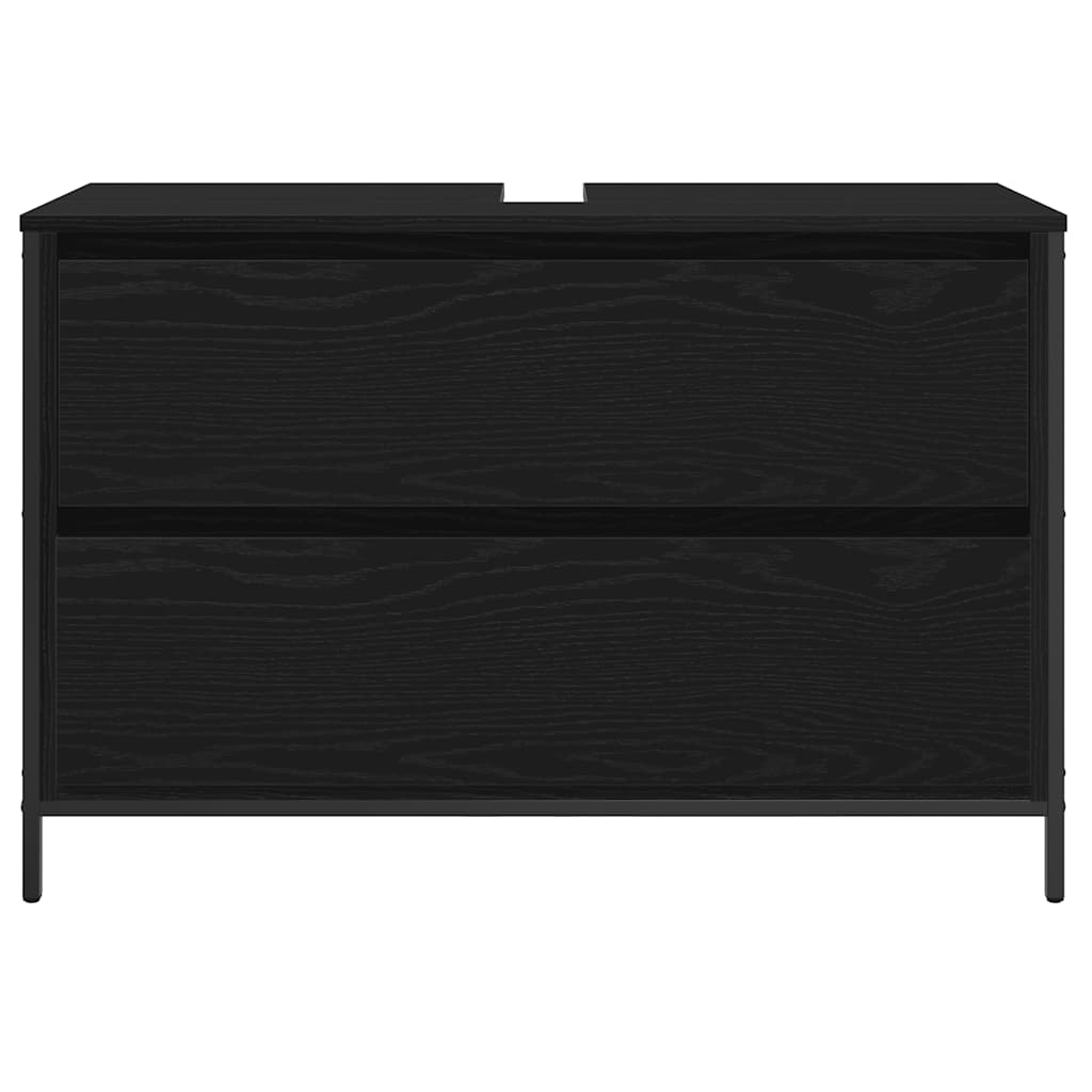 håndvaskskab med skuffer 90x34,5x60 cm sort egetræsfarve