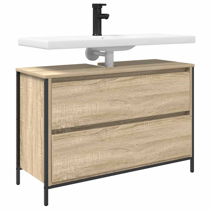 håndvaskskab med skuffer 90x34,5x60 cm sonoma-eg