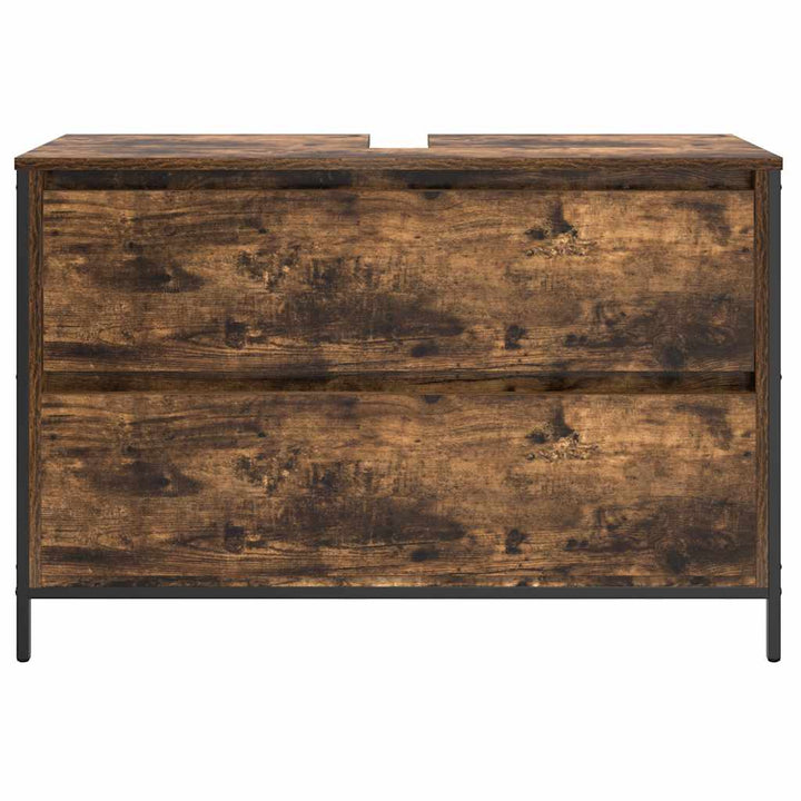 håndvaskskab med skuffer 90x34,5x60 cm røget egetræsfarve