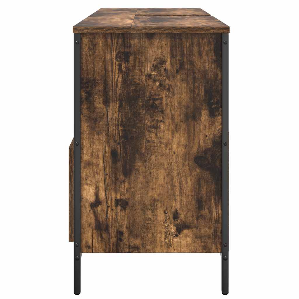 håndvaskskab med skuffer 90x34,5x60 cm røget egetræsfarve
