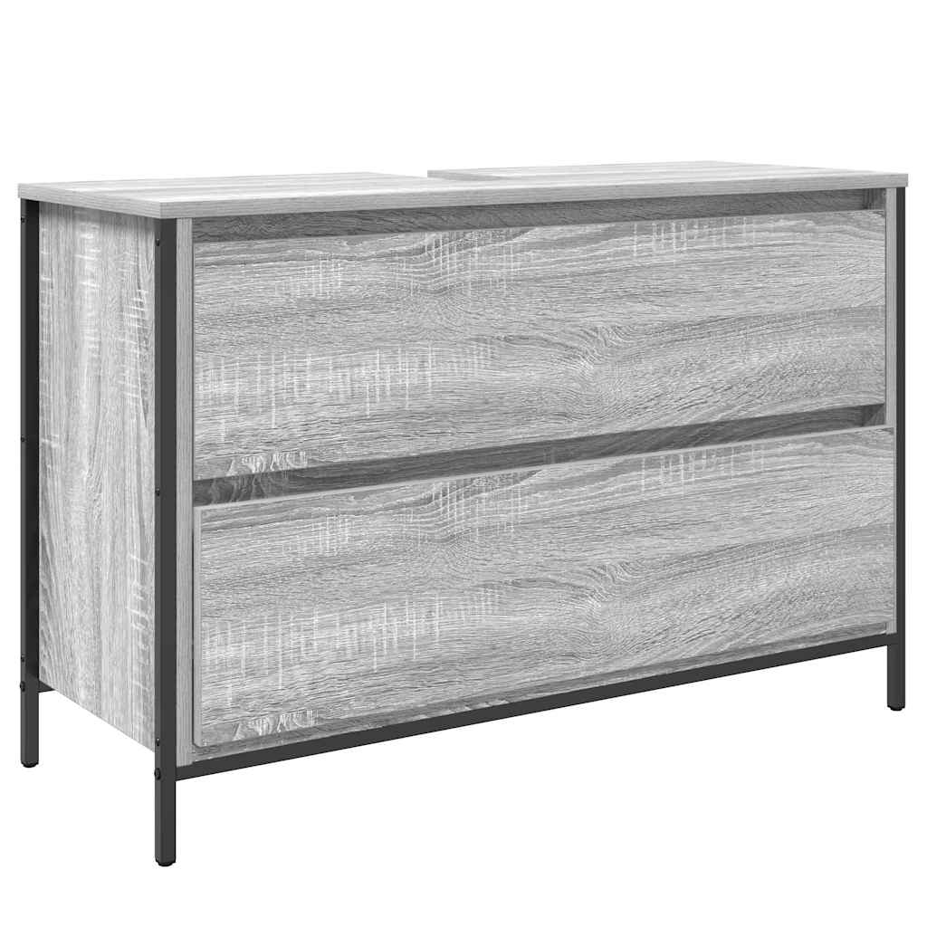 håndvaskskab med skuffer 90x34,5x60 cm grå sonoma-eg