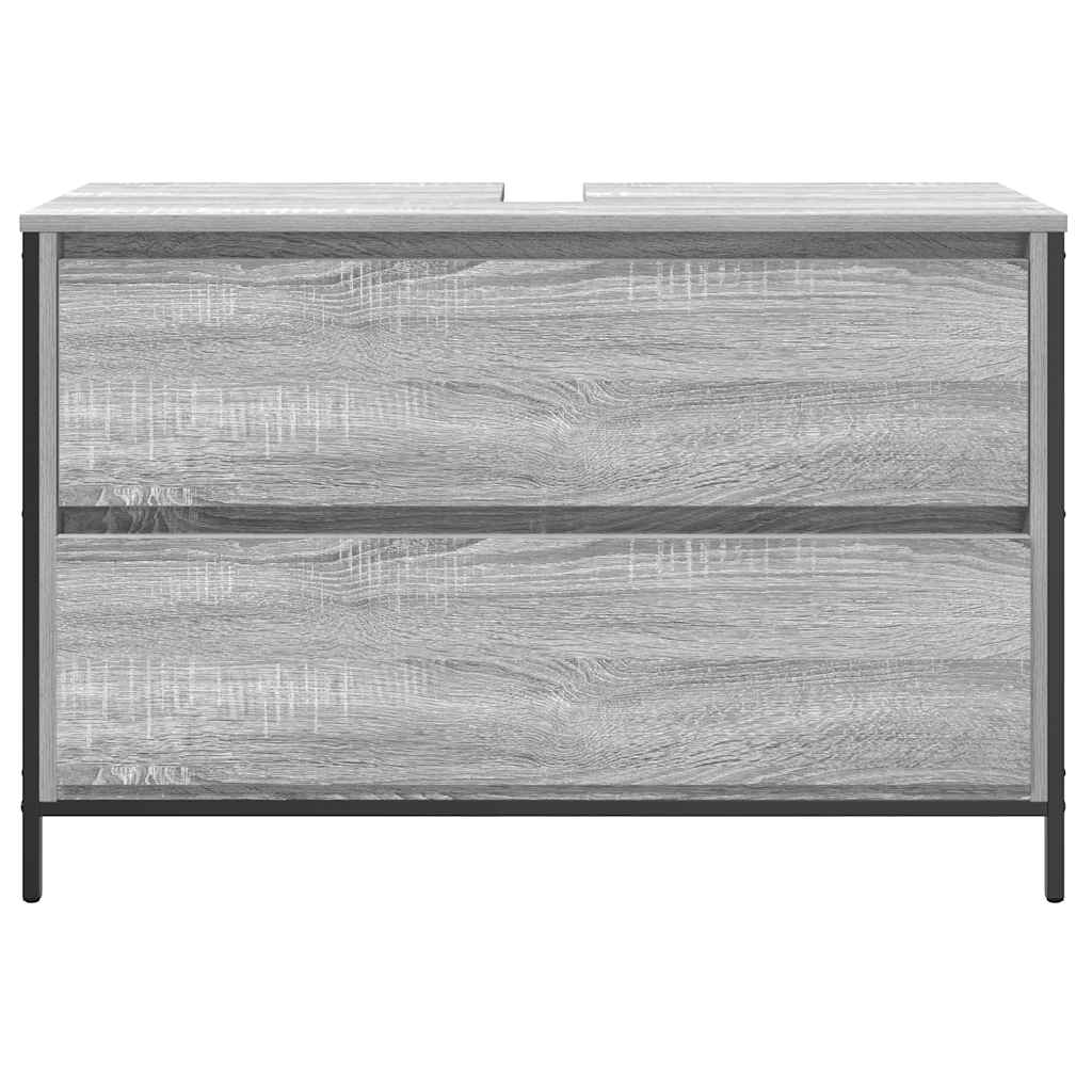 håndvaskskab med skuffer 90x34,5x60 cm grå sonoma-eg