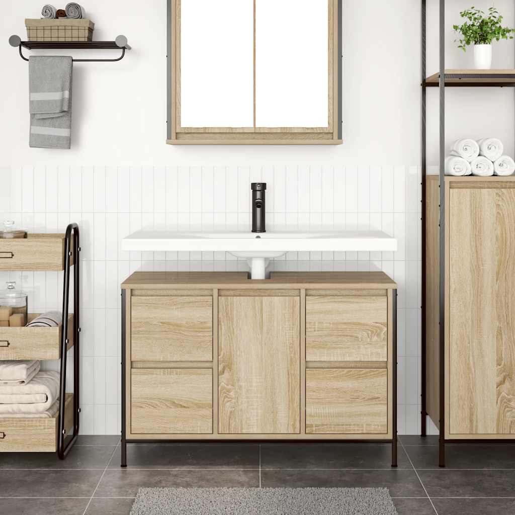 håndvaskskab med skuffer 90x34,5x60 cm sonoma-eg