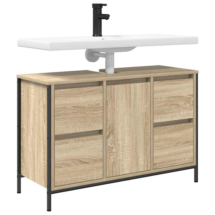 håndvaskskab med skuffer 90x34,5x60 cm sonoma-eg