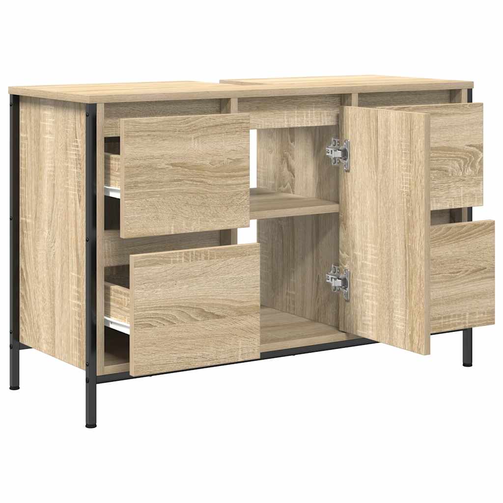 håndvaskskab med skuffer 90x34,5x60 cm sonoma-eg