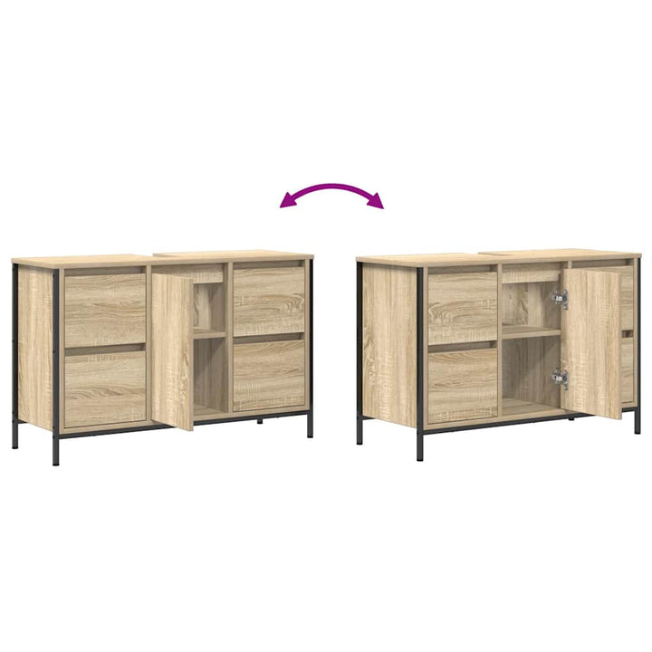 håndvaskskab med skuffer 90x34,5x60 cm sonoma-eg