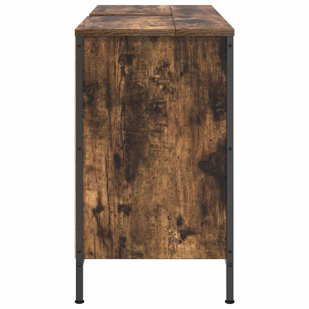 håndvaskskab med skuffer 90x34,5x60 cm røget egetræsfarve