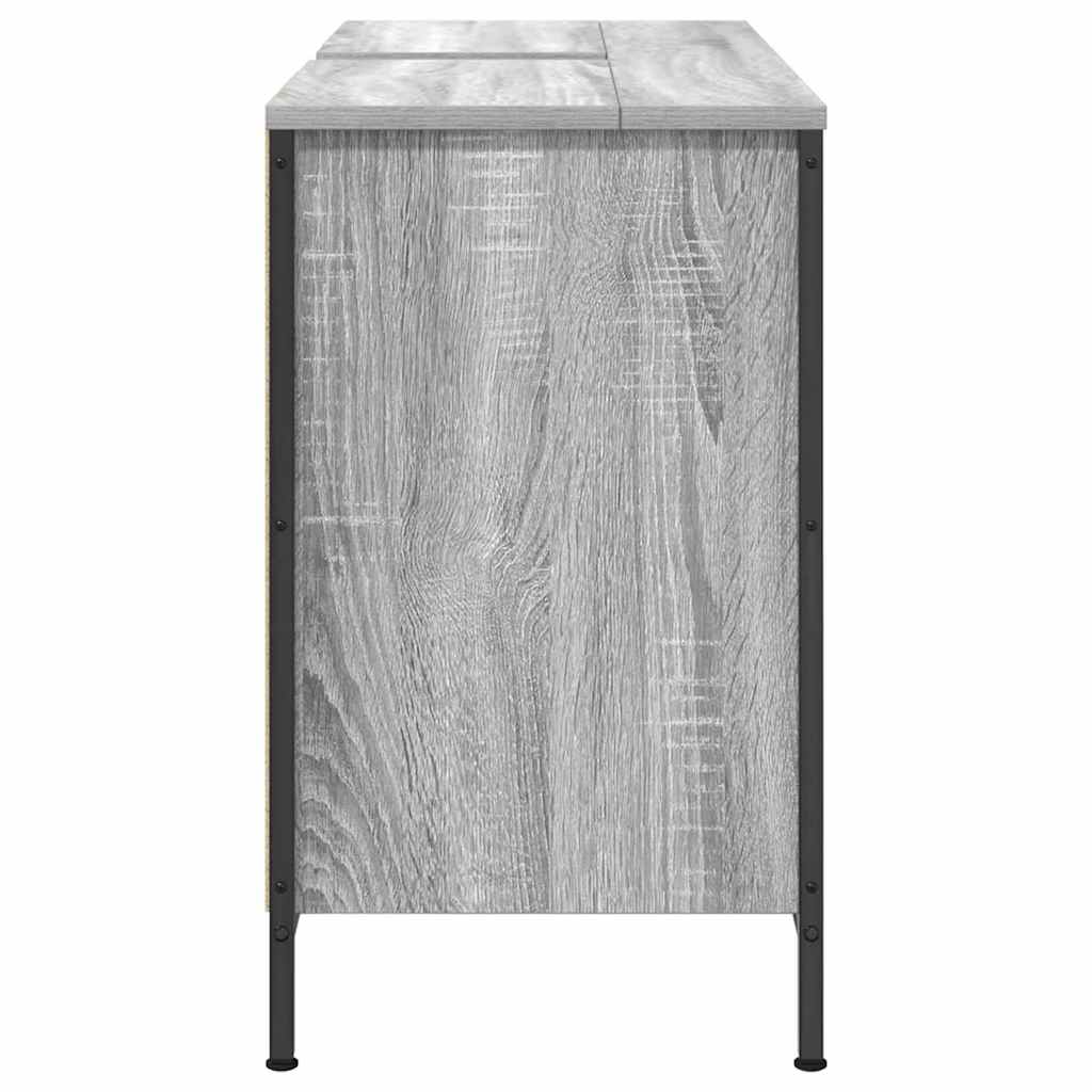 håndvaskskab med skuffer 90x34,5x60 cm grå sonoma-eg