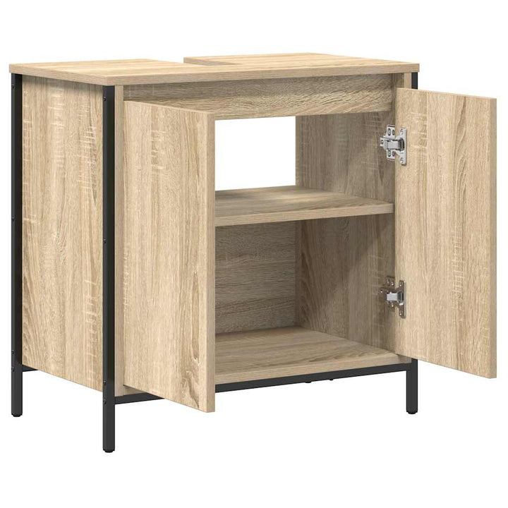 håndvaskskab til badeværelse 60x34,5x60 cm sonoma-eg