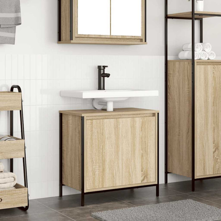 håndvaskskab til badeværelse 60x34,5x60 cm sonoma-eg