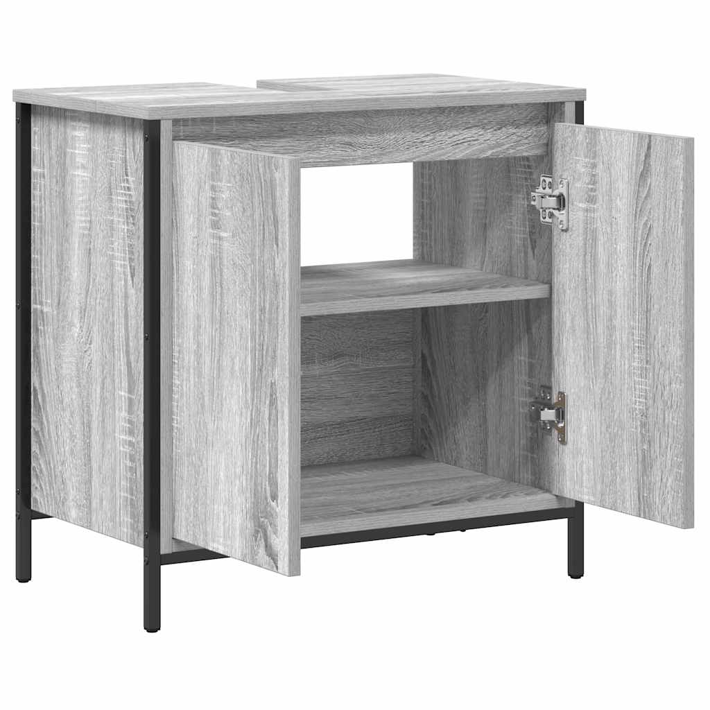 håndvaskskab til badeværelse 60x34,5x60 cm grå sonoma-eg