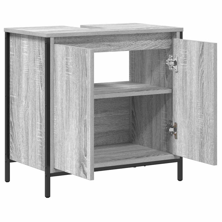 håndvaskskab til badeværelse 60x34,5x60 cm grå sonoma-eg
