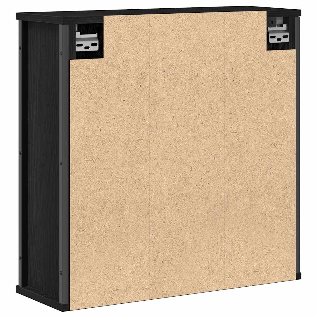 vægskab til badeværelse med spejl 60x21x60 cm sort egetræsfarve