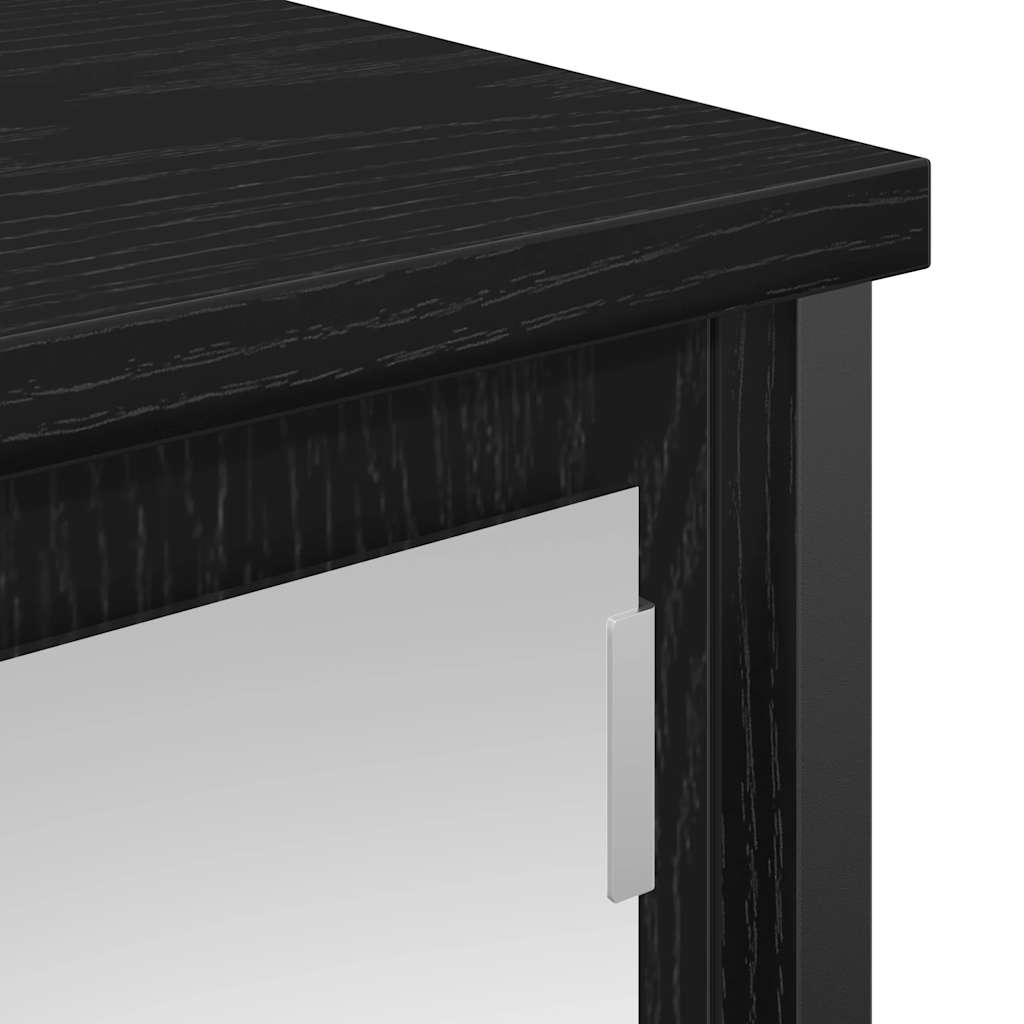 vægskab til badeværelse med spejl 60x21x60 cm sort egetræsfarve