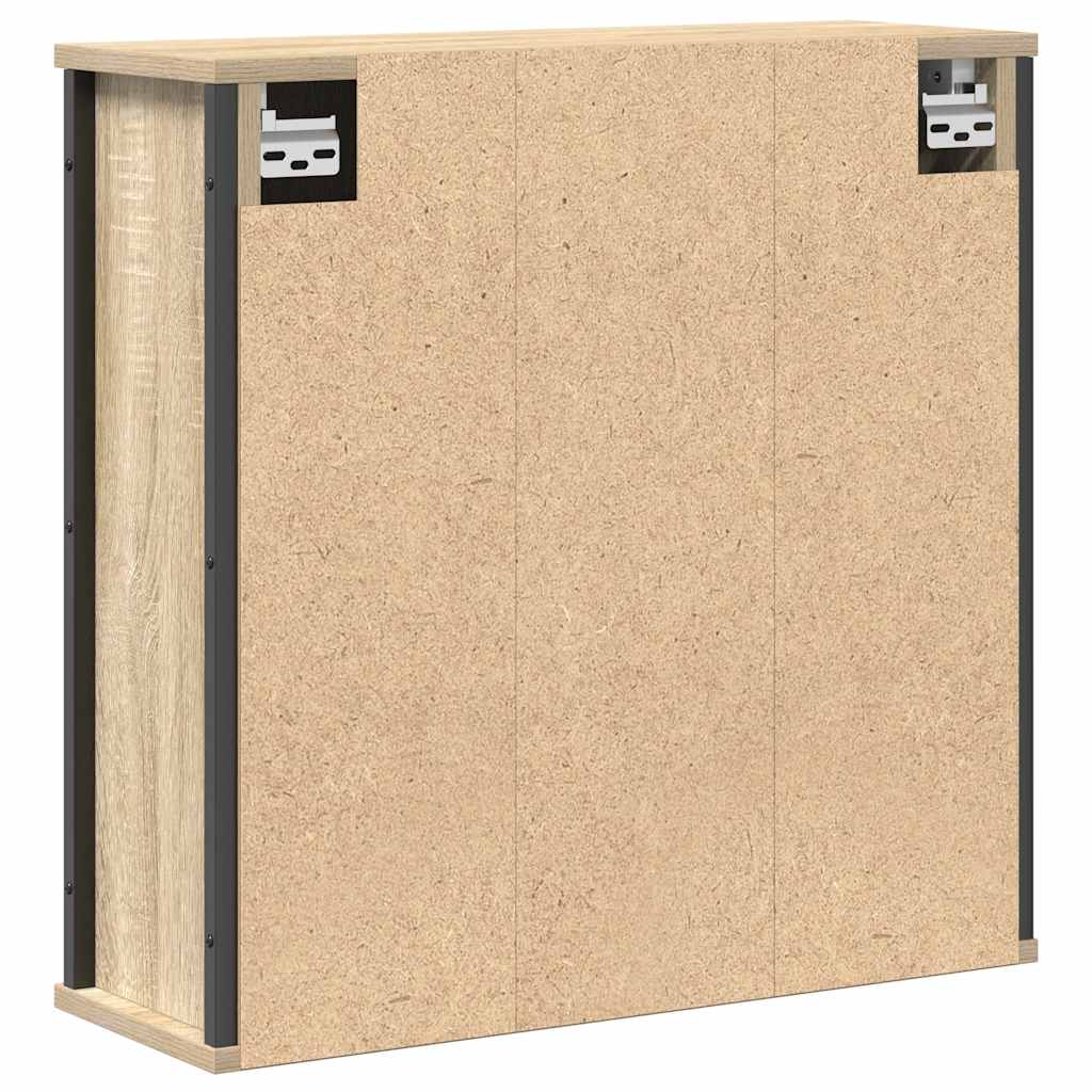 vægskab til badeværelse med spejl 60x21x60 cm sonoma-eg