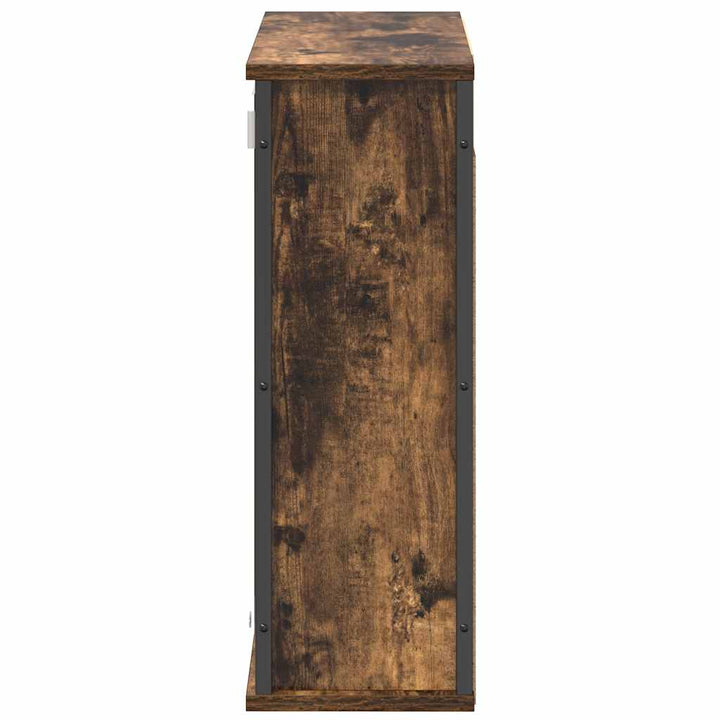 vægskab til badeværelse med spejl 60x21x60 cm røget egetræ