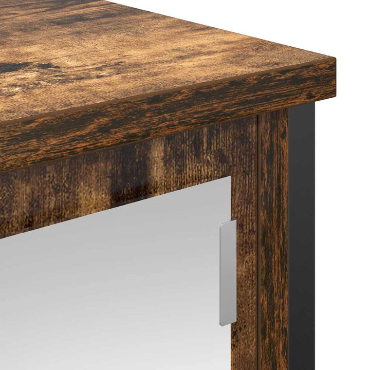 vægskab til badeværelse med spejl 60x21x60 cm røget egetræ