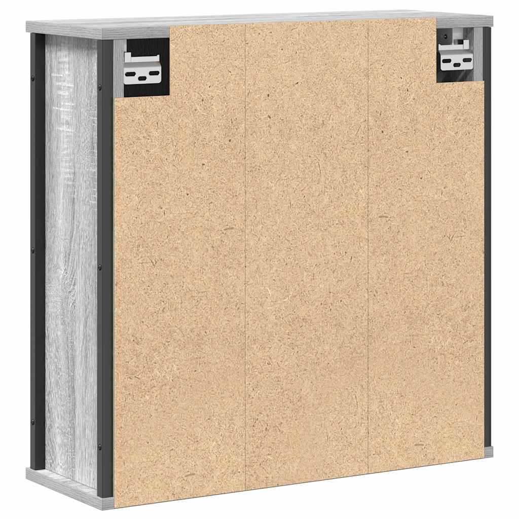 vægskab til badeværelse med spejl 60x21x60 cm grå sonoma-eg