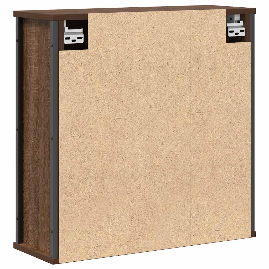 vægskab til badeværelse med spejl 60x21x60 cm brun egetræsfarve