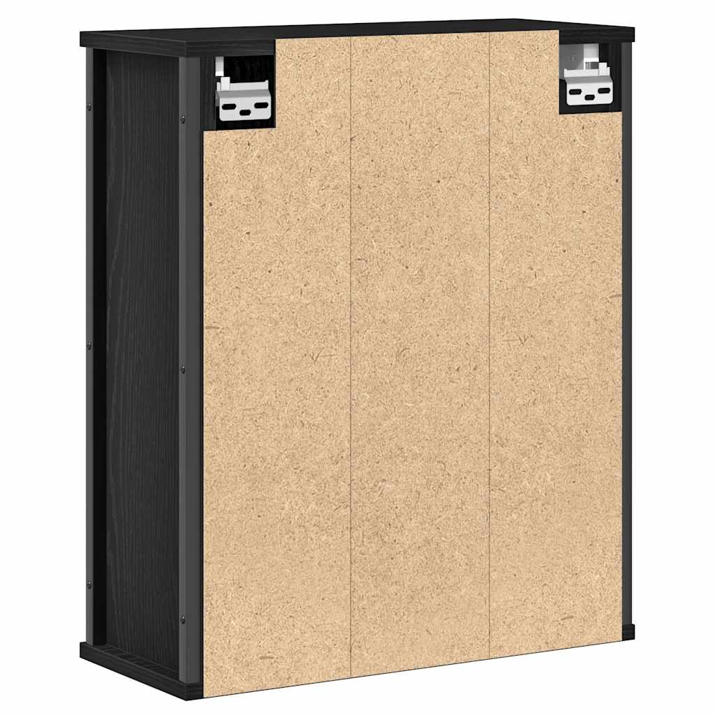 vægskab til badeværelse med spejl 50x21x60 cm sort egetræsfarve