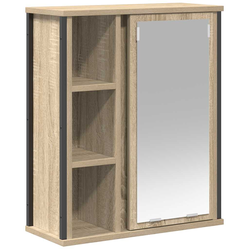 vægskab til badeværelse med spejl 50x21x60 cm sonoma-eg