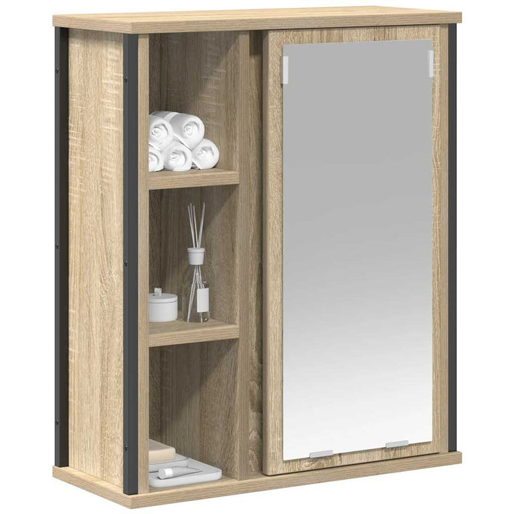 vægskab til badeværelse med spejl 50x21x60 cm sonoma-eg