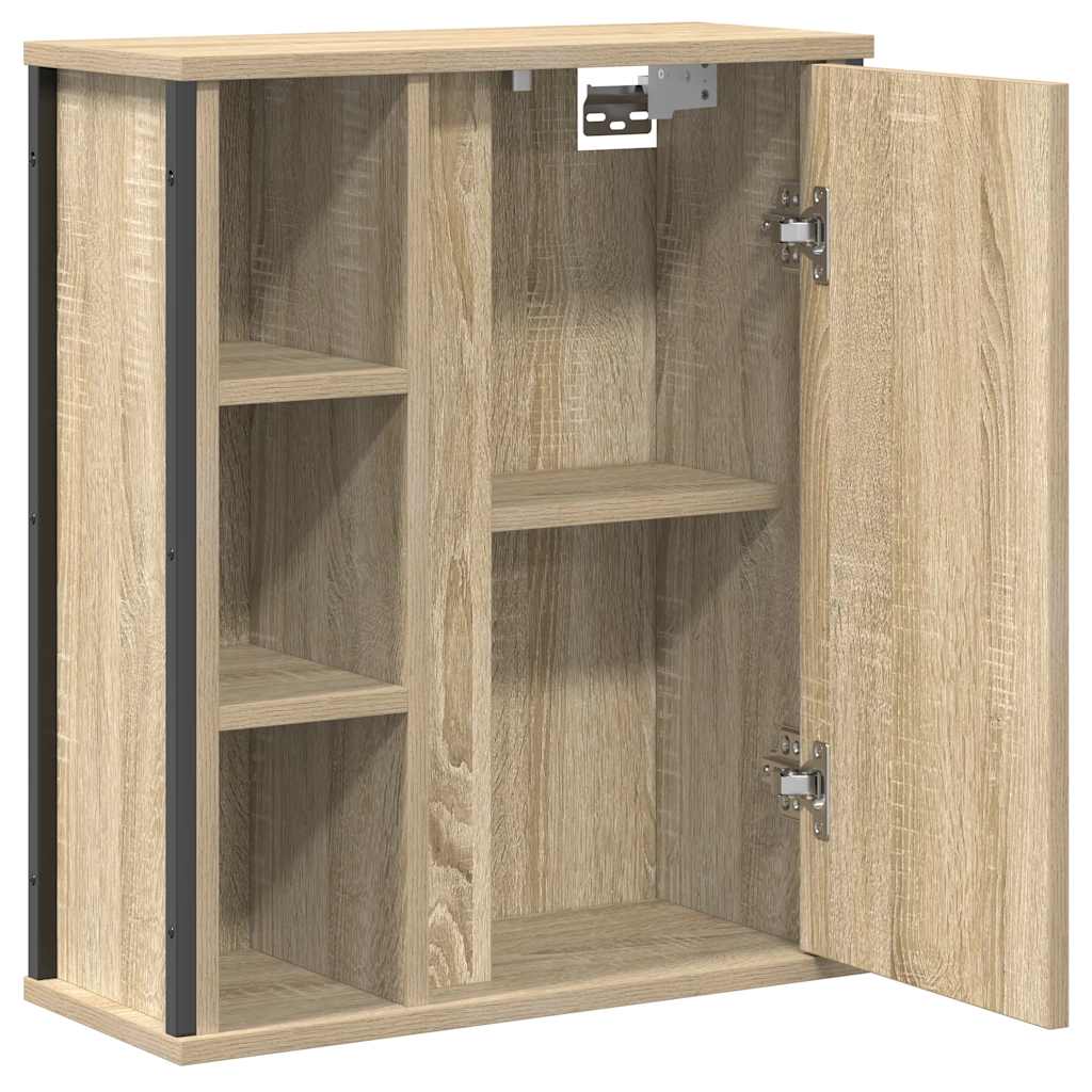 vægskab til badeværelse med spejl 50x21x60 cm sonoma-eg