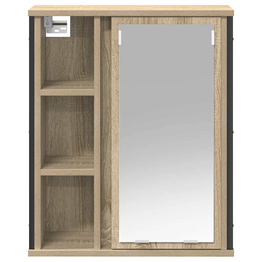 vægskab til badeværelse med spejl 50x21x60 cm sonoma-eg