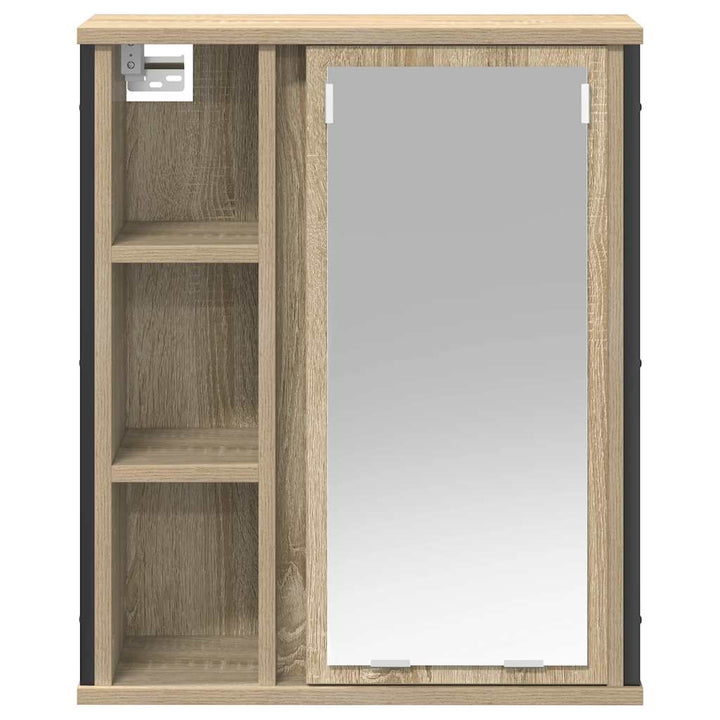 vægskab til badeværelse med spejl 50x21x60 cm sonoma-eg