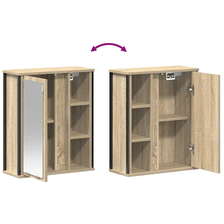 vægskab til badeværelse med spejl 50x21x60 cm sonoma-eg