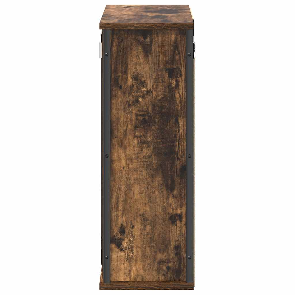 vægskab til badeværelse med spejl 50x21x60 cm røget egetræ