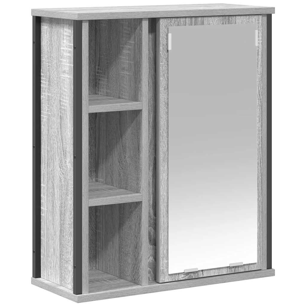 vægskab til badeværelse med spejl 50x21x60 cm sonoma-eg