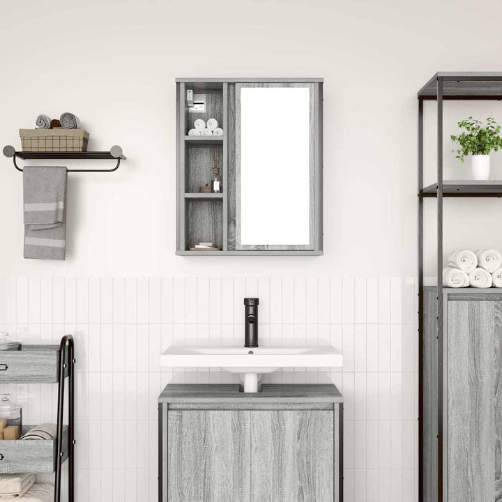 vægskab til badeværelse med spejl 50x21x60 cm sonoma-eg
