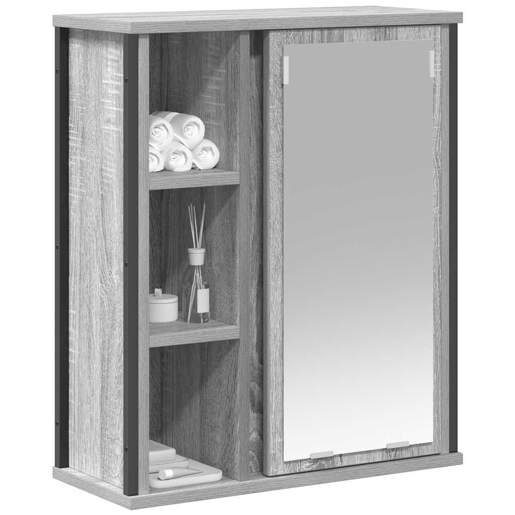 vægskab til badeværelse med spejl 50x21x60 cm sonoma-eg