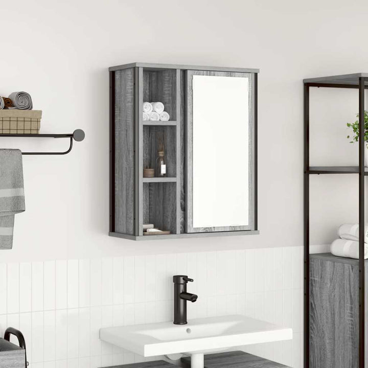 vægskab til badeværelse med spejl 50x21x60 cm sonoma-eg