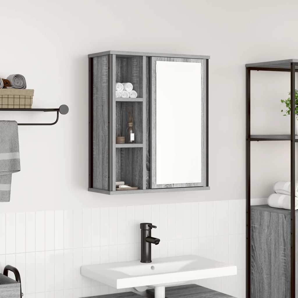vægskab til badeværelse med spejl 50x21x60 cm sonoma-eg