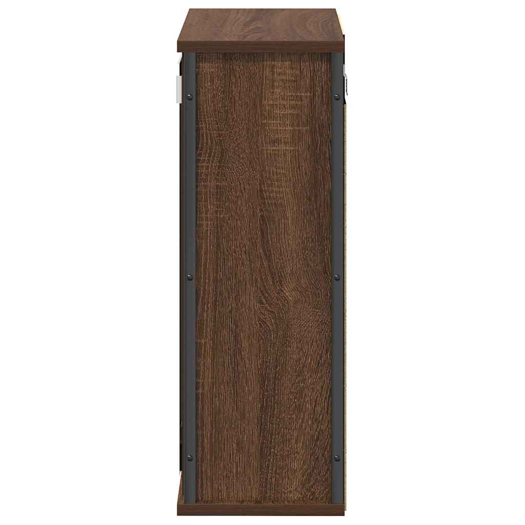 vægskab til badeværelse med spejl 50x21x60 cm sort egetræsfarve