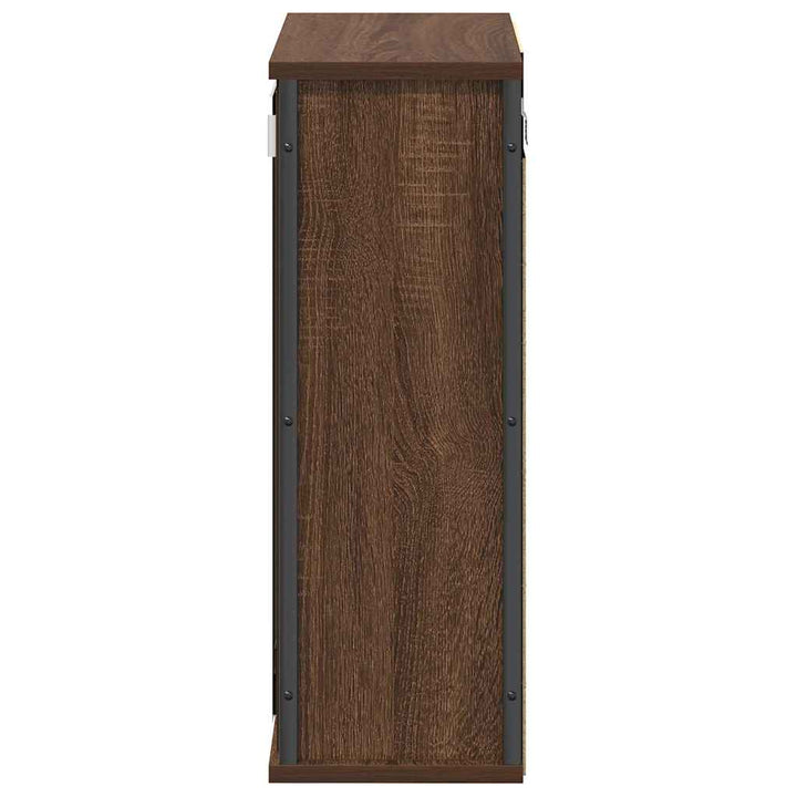 vægskab til badeværelse med spejl 50x21x60 cm sort egetræsfarve