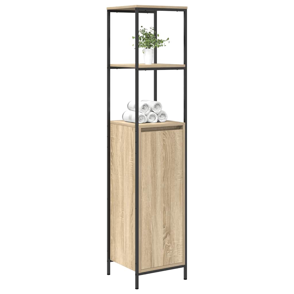 badeværelsesskab med hylder 36x35x165 cm sonoma-eg