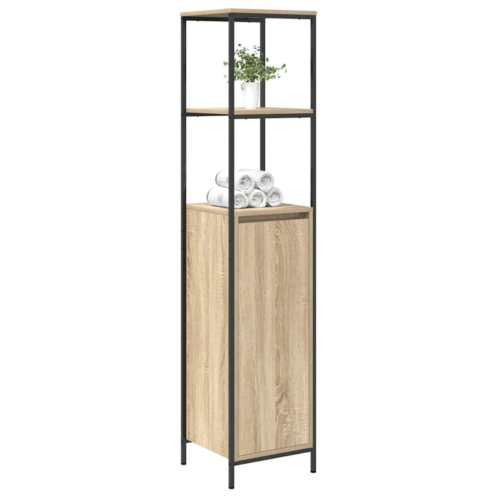 badeværelsesskab med hylder 36x35x165 cm sonoma-eg