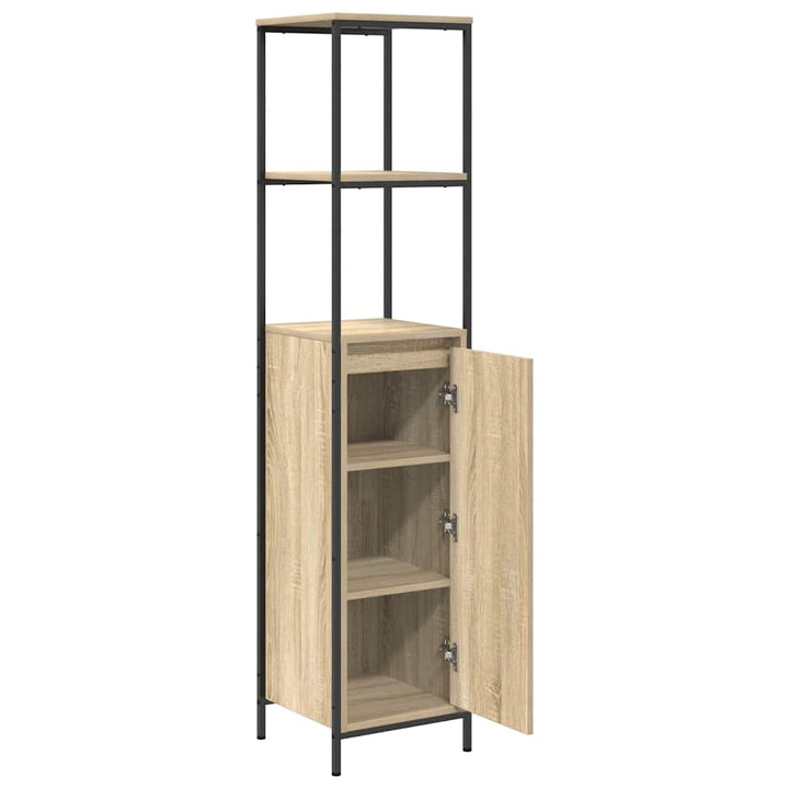 badeværelsesskab med hylder 36x35x165 cm sonoma-eg