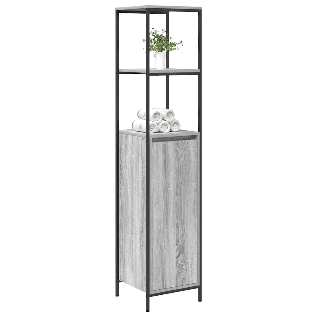 badeværelsesskab med hylder 36x35x165 cm grå sonoma-eg