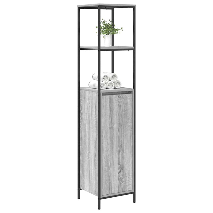 badeværelsesskab med hylder 36x35x165 cm grå sonoma-eg