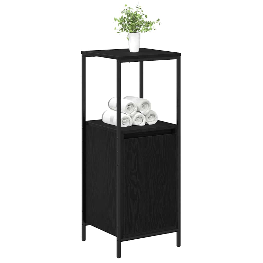 badeværelsesskab med hylder 36x35x95 cm sort egetræsfarve