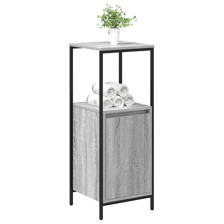 badeværelsesskab med hylder 36x35x95 cm grå sonoma-eg