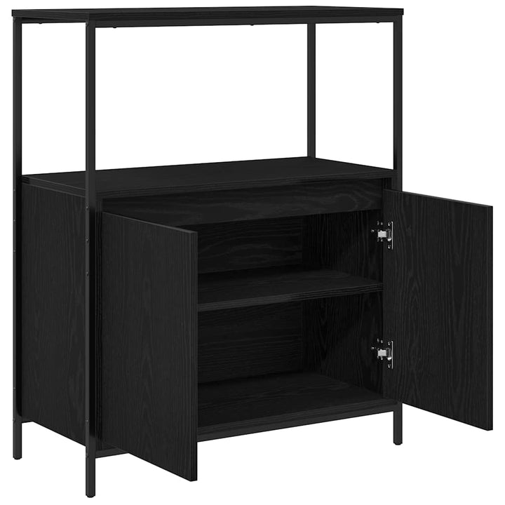 badeværelsesskab med hylder 76,5x35x95 cm sort egetræsfarve