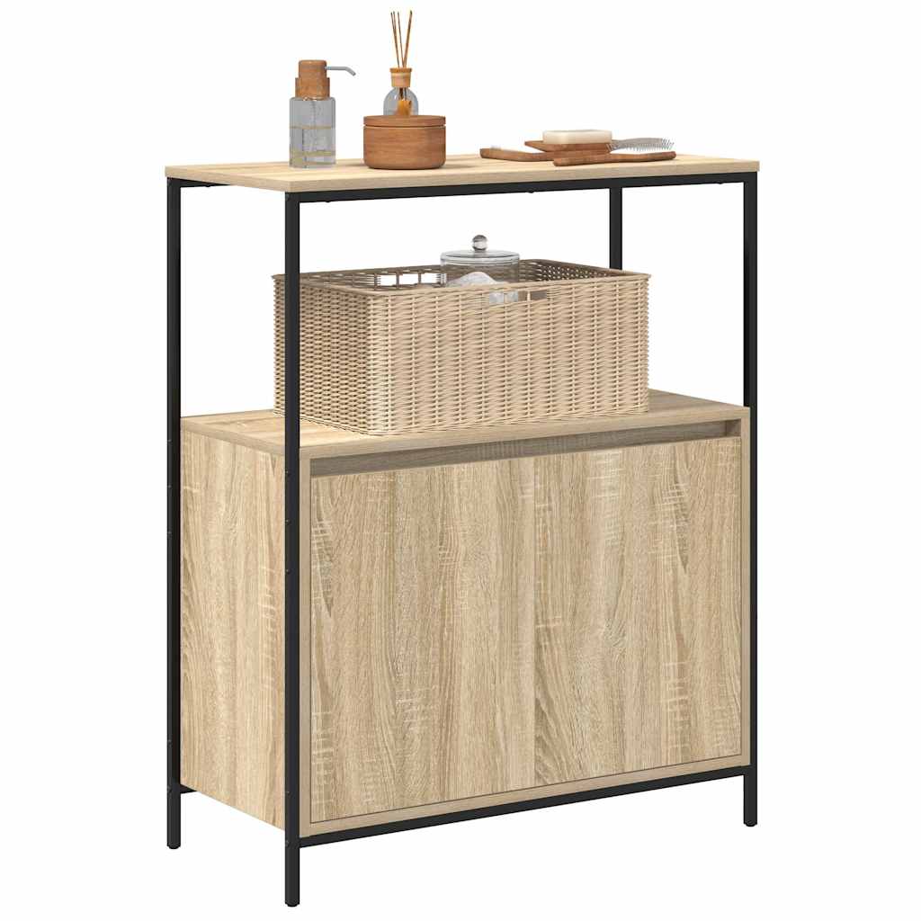badeværelsesskab med hylder 76,5x35x95 cm sonoma-eg