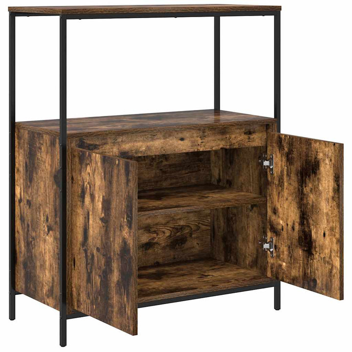 badeværelsesskab med hylder 76,5x35x95 cm røget egetræsfarve
